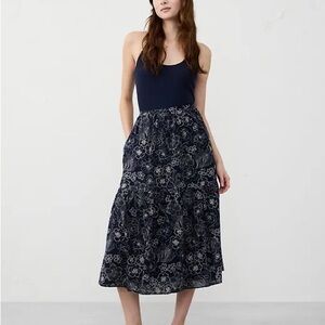 BANANA REPUBLIC VOILE TIERED MIDI SKIRT PETITE NWT SIZE XXS